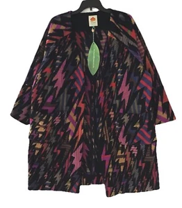 Farm Rip Lighting schwarze Fleece-Cardigan schwarz bunt XS Jacke regulär 270 $ neu mit Etikett - Bild 1 von 3