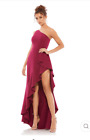 Mac Duggal NWT $358 size 6 berry one shoulder high low gown