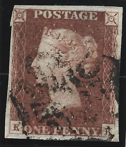 GB Great Britain 1841 QV 1d Red-Brown 'E-K' Scott #3 SG 8 Plate 21 Fine Used - Picture 1 of 2