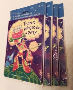 Vtg Birthday Party Invitations 4 unopened packages (32) Robot - Picture 1 of 6