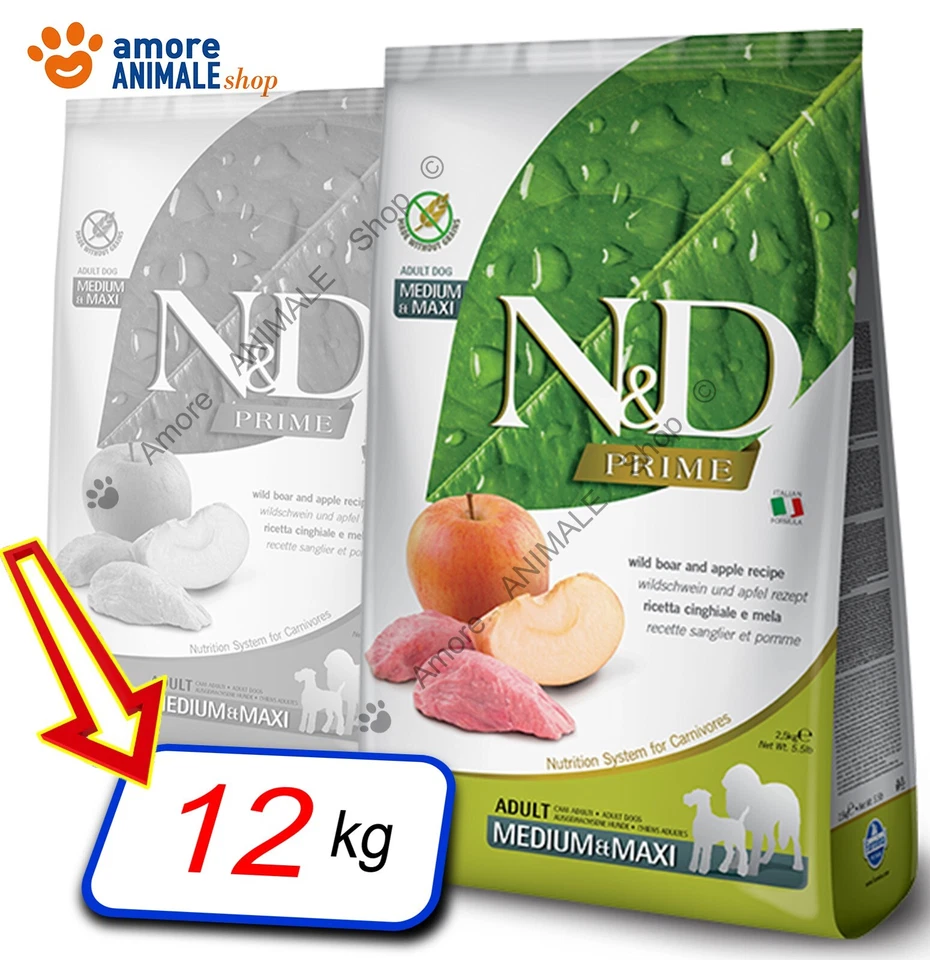 Farmina N&D Prime Grain Free - Adult Maxi → Cinghiale e Mela - 12 Kg - Cane Cani