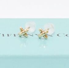 Tiffany & Co. Mini Stitch Cross Stud Earrings 18K Yellow Gold Auth No Post Backs