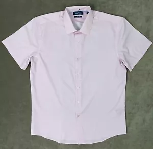 Nautica Slim Fit Grid Pink Pattern SS Button Shirt Men's Size M 15 - 15 1/2 - Picture 1 of 6