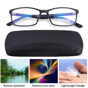 Blue Ray blockierende Lesebrille für Herren großes rechteckiges Gestell mit Hartschalenetui - Bild 1 von 16