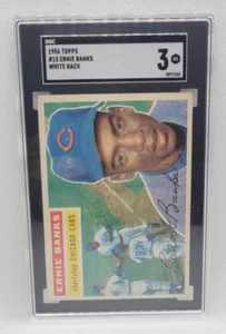 1956 Topps Ernie Banks White Back SGC 3 Cubs HOF #15 - Picture 1 of 2