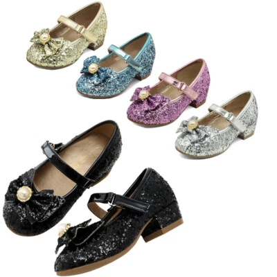 Pares de Sonhos Crianças Meninas Bombas Mary Jane Sapatos Salto Baixo Festa de Casamento Sapatos Sociais - Imagem 1 de 4