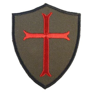 Kreuzritter Templer Kreuz oliv trist grün bestickt Robbe Team Aufnäher Bügelbild Patch - Bild 1 von 4