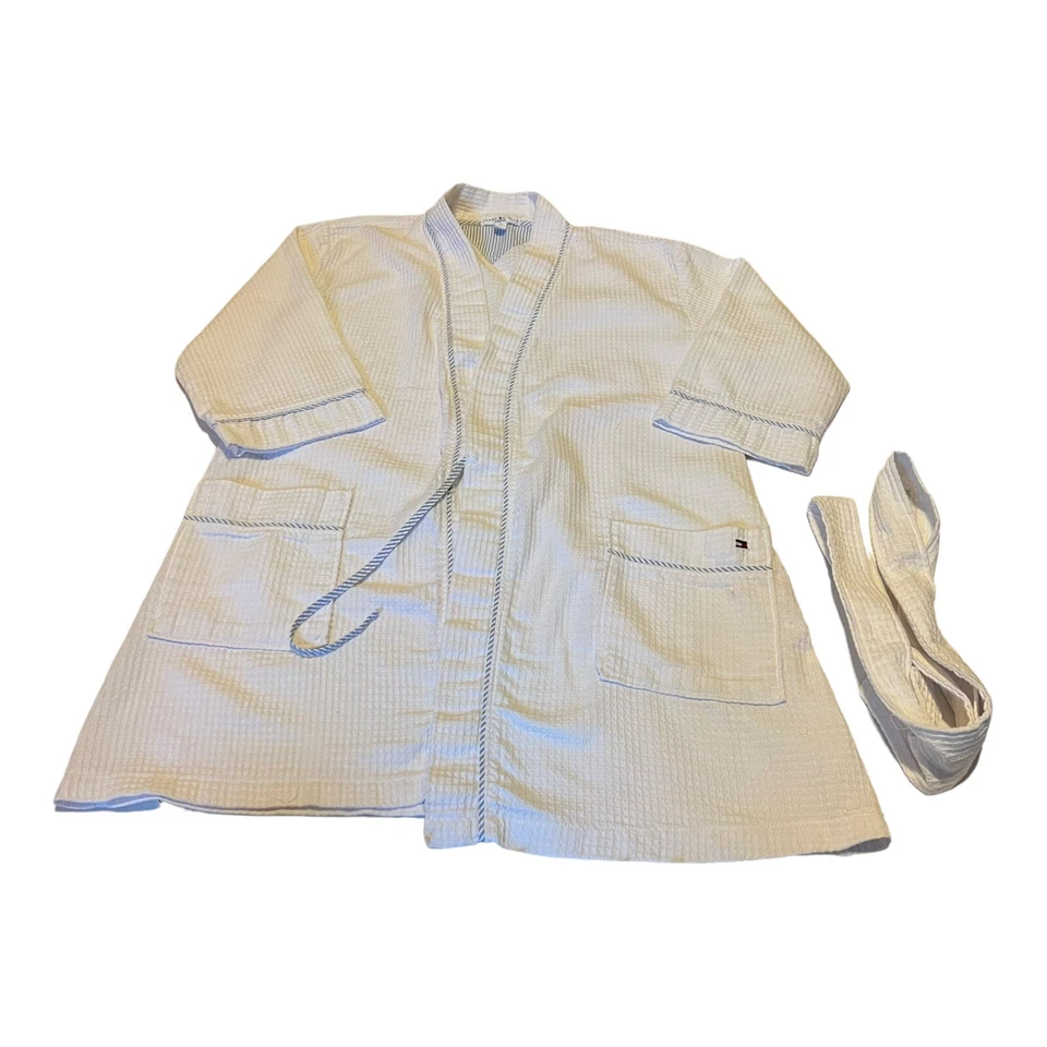 Tommy Hilfiger Bata Algodón Blanco Talla S/M Pequeña Mediana Baño Ducha Cómoda Foto 1 de 4