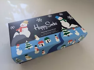 Adult Happy Socks x3, New in Gift Box, UK 3-7, Organic Cotton, Christmas Snowman - Picture 1 of 4