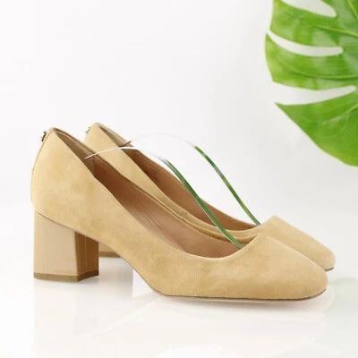 Zapato de vestir Donald Pliner para mujer Audry Pump talla 9,5 camel bronceado gamuza tacón ancho Foto 1 de 4