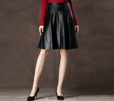 Custom Made To Order Faux Leather Pleated A-line Flared Skirt Plus 1x-10x Y306 - Image 1 of 4