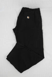 Men's Black Carhartt Ripstop Button Zip Utility Scrub Pants, Lrg SHORT. C564185 - Picture 1 of 20