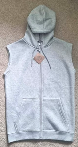 Kangaroo Poo Mens Sleeveless Zip Through Hoodie Grey Marl Size XS New With Tags - Picture 1 of 3