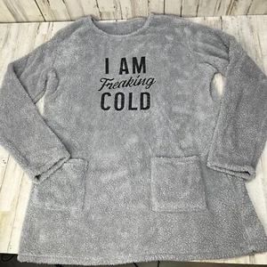 Hellgraues Damen Sweatshirt, lässig, lustige Botschaft, I am Freaking Cold, Gr. L - Bild 1 von 9