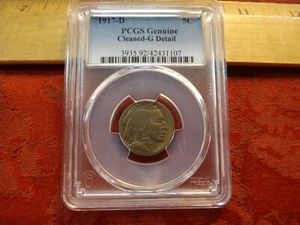 1917-D United States Buffalo Nickel 5c PCGS Graded G Detail - Free S&H USA - Picture 1 of 4