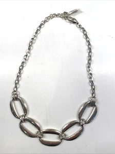 Brighton Meridian Lumens Hammered Silver Crystal Necklace Collar NWT $128 - Picture 1 of 6