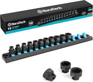 DURATECH 3/8" Drive Stubby Impact Socket Set, 14-Piece, Metric, 6-19Mm, Cr-Mo St - Picture 1 of 7