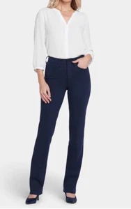 NYDJ Scupt-Her Marilyn Navy Blue Stretch Pants Straight Leg Size 10P LiftXTuck - Picture 1 of 8