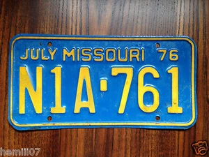 Misssouri 1976  N1A-761 License Plate July - Picture 1 of 3