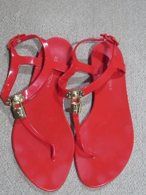 Sandalias planas de goma Louis Vuitton #3 línea de bikini ROJAS 39-US8 Foto 1 de 4