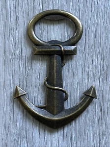 NEW 3.5” Boat / Ship / Nautical Anchor Bottle Opener ANTIQUE BRASS METAL FINISH - Picture 1 of 4
