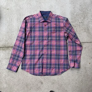 Herren Bugatchi Shaped Fit Oberhemd - XL - Fuchsia Blau Kariert - Langarm - Bild 1 von 8