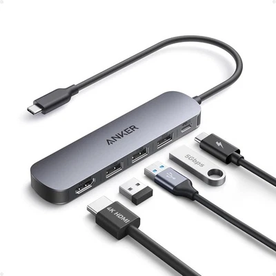 Anker USB C Hub 5 in 1 4K HDMI USB Hub for Laptops Multiport Adapter w/ 90W Max - Image 1 of 4