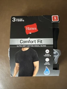 Hanes Mens Small Comfort fit Ultra Soft Cotton Black/Grey T Shirts 3 Pack NEW - Picture 1 of 2