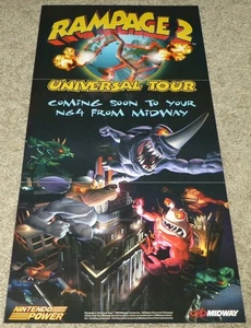 RAMPAGE 2 II: UNIVERSAL TOUR POSTER - Nintendo 64, N64, Nintendo Power - Picture 1 of 1