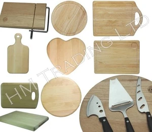 WOOD WOODEN ROUND / RECTANGULAR BOARD ROLL CUTTING CHOPPING DICING KITCHEN FOOD - Picture 1 of 10