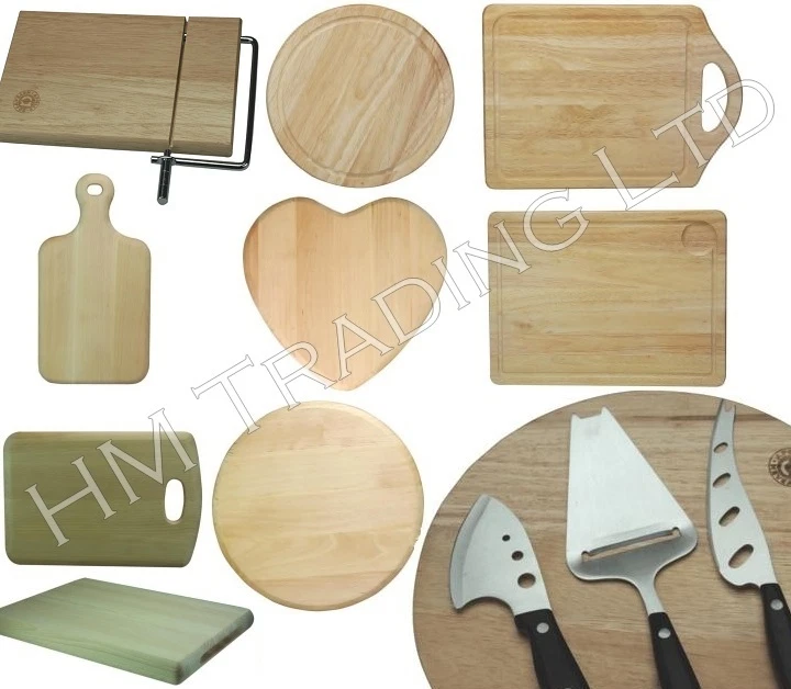 WOOD WOODEN ROUND / RECTANGULAR BOARD ROLL CUTTING CHOPPING DICING KITCHEN FOOD - Image 1 of 1