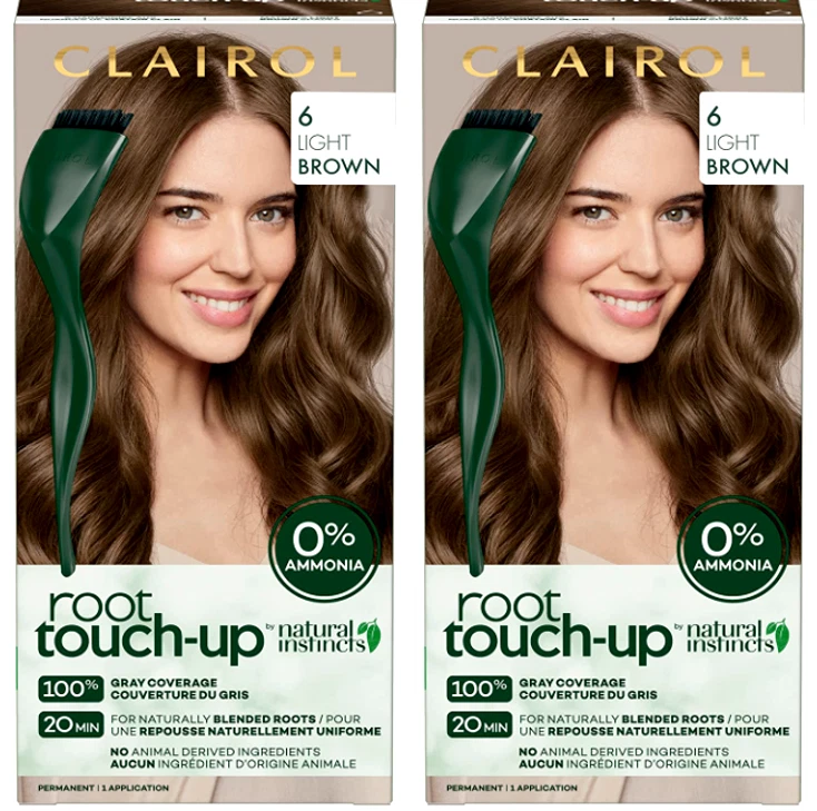 Tinte permanente para el cabello Clairol Root Touch-Up Natural Instincts #6 marrón claro paquete de 2 Foto 1 de 1