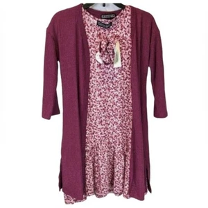 Francesca's Trixxi Girl  Size M  NWT  Burgundy Summer Dress Set with Sweater - Picture 1 of 11