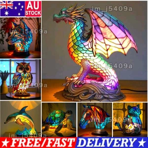 Animal Series Table Lamp Vintage Desk Lamps Fashion Night Light Santa Stained - Picture 1 of 23