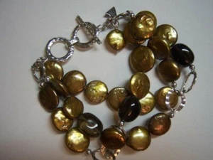 Pulsera Silpada Moneda Bronce Perla Cuarzo Ahumado Plata Esterlina B1850 - Imagen 1 de 12