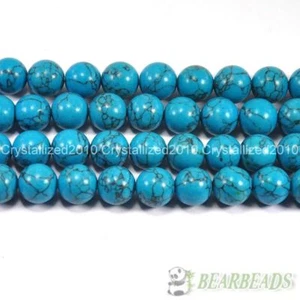 Turkey Turquoise Gemstone Round Beads 16‘’ 4mm 6mm 8mm 10mm 12mm 14mm 16mm 18mm - Picture 1 of 10