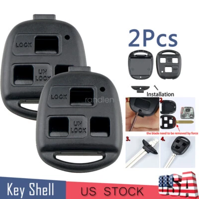 2 Cabezales Remotos Coche Llavero Estuche Carcasa 3 Botones para Toyota Land Cruiser 1998-2011 Foto 1 de 4