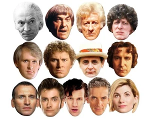 Máscaras faciales de fiesta de tarjetas de variedad oficiales de Doctor Who conjunto de 13 señores del tiempo - Imagen 1 de 1
