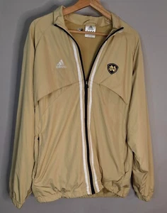Adidas Notre Dame Gold Windbreaker Jacket Men's Size Medium Full Zip Vented - Picture 1 of 10