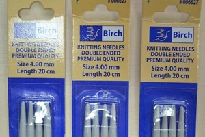 4mm (8 gauge) BIRCH 20cm length Double Point Knitting Needles - Picture 1 of 1