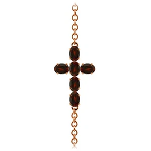 14K. SOLID GOLD CROSS BRACELET WITH NATURAL GARNETS 6.50" to 7.50 - Picture 1 of 21