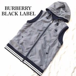 Burberry Black Label Horse Embroidery Gingham Check Reversible Vest Navy M Used - Picture 1 of 10