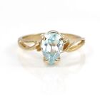Solid 14K Yellow Gold Pear Shaped Blue Aquamarine Solitaire Ring Size 6.75