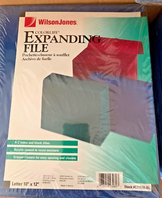Wilson Jones Colorlife Expanding File Folder 10" X 12"  Dark Blue Accordion - Image 1 of 4