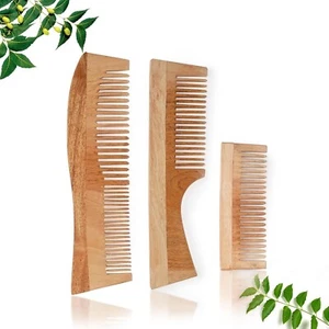 Neem Wooden Comb Set for Women & Men Hair Comb Set x3 - Picture 1 of 5