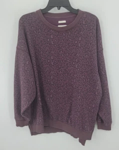 American Eagle Sweatshirt Womens Small Maroon Animal Print So Soft Oversized - Picture 1 of 9