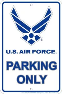 "Air Force Parkplatz nur weiß geprägtes Metallschild 8"" x 12" - Bild 1 von 1