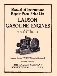 Lauson W 1 1/2 2 HP, WA 2 1/2 3 1/2 WB 3 1/2 6 HP Engine Operators Parts Manual - Picture 1 of 1