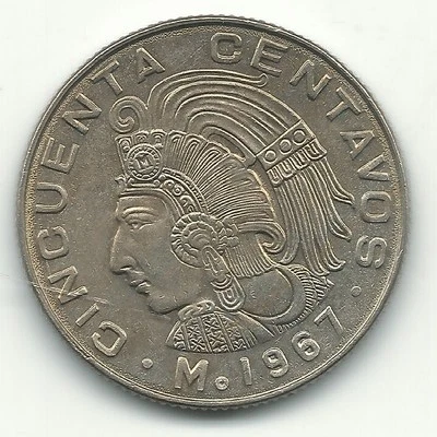 HIGH GRADE AU/UNC 1967 MEXICO 50 CENTAVOS COIN-MAY221 - Image 1 of 2