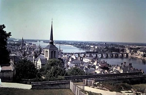 Original Slide, 1970 - Overlooking The Loire Valley, River, Bridge, Architecture - Picture 1 of 1